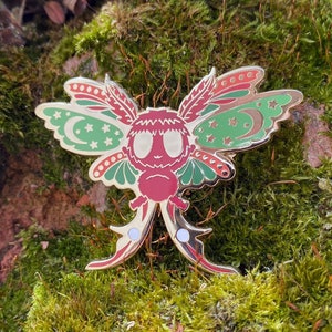 Christmas Moth Enamel Pin // Young Mothman // 55mm Wide // Gold Plated // Cryptid Series
