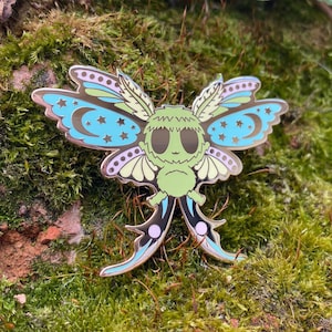 Luna Moth Enamel Pin // Pastel Young Mothman // 55mm Wide // Original // Gold Plated // Cryptid Series
