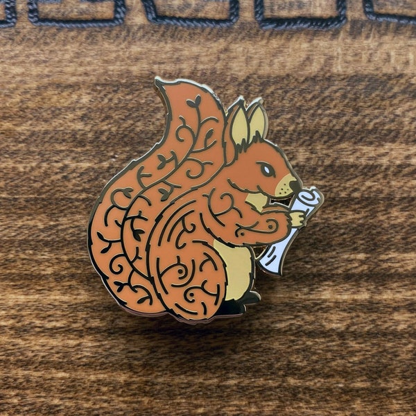 Ratatoskr Squirrel // Norse Icon Hard Enamel Pin // Ragnarok Series // 40mm Tall // Gold Plated Metal