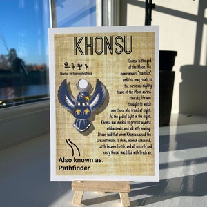 Khonsu Postcard Print // Dios de la Luna // Falcon Dorable Deities // A6 Brillante // Espalda en blanco