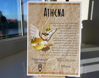 Athena Postcard // Owl Dorable Deities // A6 Glossy // Blank Back