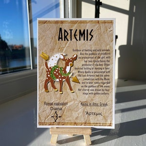 Carte postale Artemis // Divinités dorables de cerfs // A6 Brillant // Dos vierge