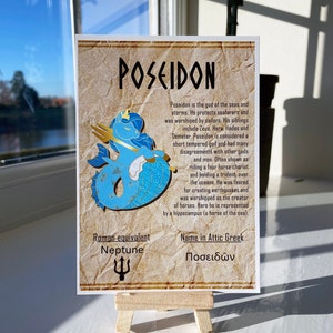Poseidon Ansichtkaart // Hippocamp Dorable Goden // A6 Glossy // Blanke achterkant