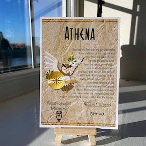 Athena Postcard // Gufo Divinità adorabili // A6 lucido // Retro vuoto