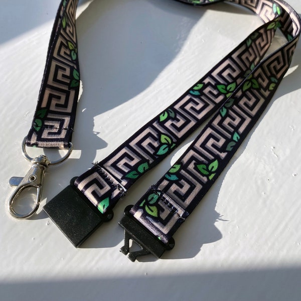 Greek Pottery Themed Lanyard // 45cm // Safety Clasp // High Quality