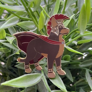 Ares // Dog Doberman Greek God Hard Enamel Pin // Dorable Deities // 45mm Tall // Gold Plated Metal