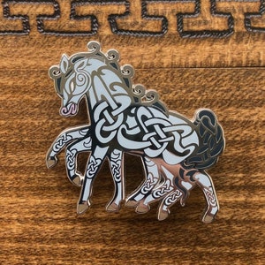 Sleipnir Horse// Norse Icon Hard Enamel Pin // Ragnarok Series // 50mm Wide // Silver Plated Metal