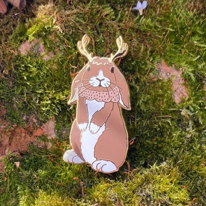 Jackalope Enamel Pin // 45mm Tall // Gold Plated // Cryptid Series