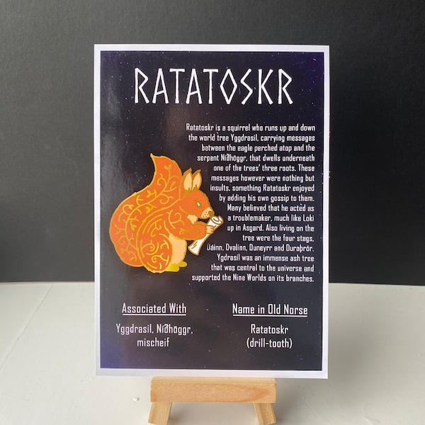 Ratatoskr Postcard Print // Norse Squirrel // Ragnarok Series // A6 Glossy // Blank Back