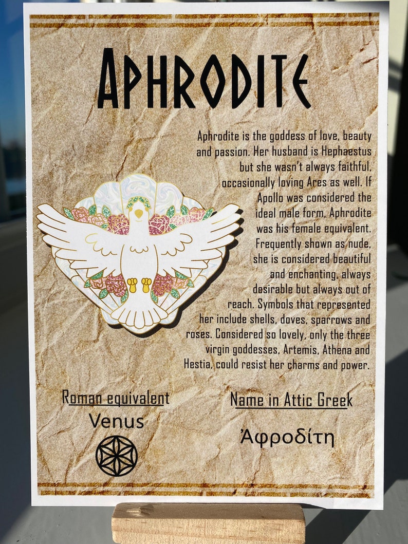 Aphrodite Postcard // Dove Dorable Deities // A6 Glossy // Blank Back image 2