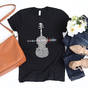 Artistic Violin, Viola, Cello, Bass, Music Shirt, Sound Wave Art, Strings, Orchestra, Violin Gifts, Band Shirt, Custom T Shirt, Music, Art