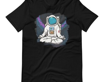 Meditating Astronaut T-Shirt: Zen Space Art, Unisex Design