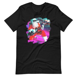 Santa Claus Playing Guitar in Outer Space Music Christmas Short-Sleeve Unisex T-Shirt for Men & Women - Free Shipping