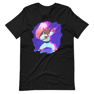 Squirrel Doing Karate Kick Black Belt Martial Arts Squirrel Short-Sleeve Unisex T-Shirt for Men & Women - Free Shipping