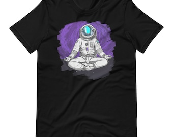 Meditating Astronaut T-Shirt: Zen Space Art, Unisex Design