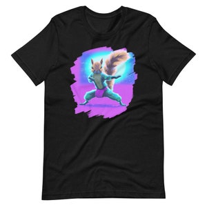 Squirrel Doing Karate Kick Black Belt Martial Arts Squirrel Short-Sleeve Unisex T-Shirt for Men & Women - Free Shipping