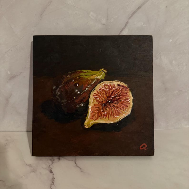 Fig Still Life Wood Panel Painting Moody Academic Art Dutch Inspired Fig Still Life Wood Panel Painting Moody Academic Art Dutch Inspired