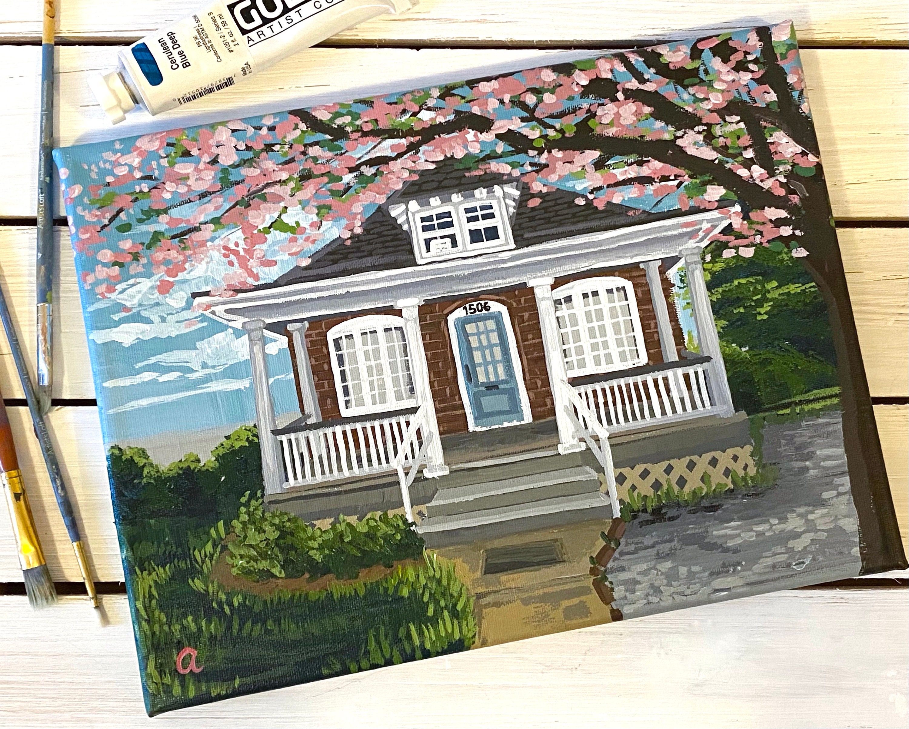 Custom House Acrylic Painting Based on Photograph, Turn a Photo Into