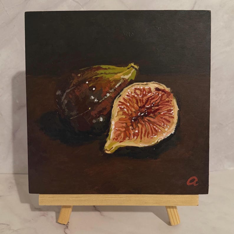 Fig Still Life Wood Panel Painting Moody Academic Art Dutch Inspired Fig Still Life Wood Panel Painting Moody Academic Art Dutch Inspired