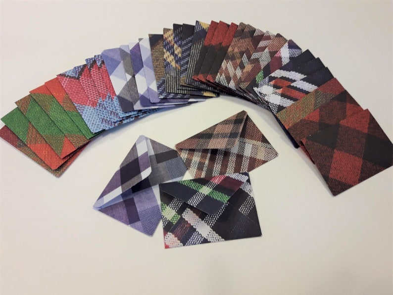 36 Mini Plaid Patterned Envelopes