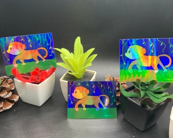 モンキーホログラフィックステッカー - 3x3動物ステッカー