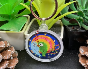 ラブバードキーホルダー：ロマンチックな野生動物との出会い