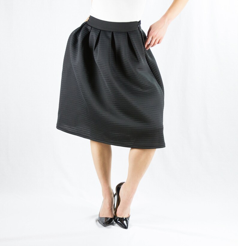Black Midi Skirt With Pockets, Highwaisted, Flared Skirt Etsy