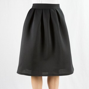 Black Midi Skirt with Pockets, High-waisted, Flared Skirt image 4