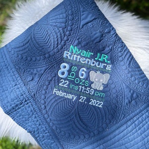 Embroidered Birth Stats Announcement Blanket-Heirloom Baby Blanket