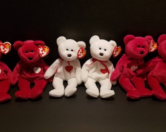 VALENTINO & VALENTINA 6 Ty Beanie Babies Bears