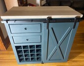 Custom Farmhouse décor side board buffet wine bar with wine storage and glass rack