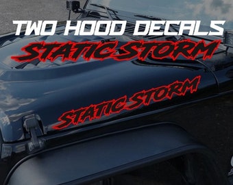 Custom JL/JT Hood Lettering Decals, (Pair) one for each side, Custom Lettering, custom Stickers, Hood Stickers,