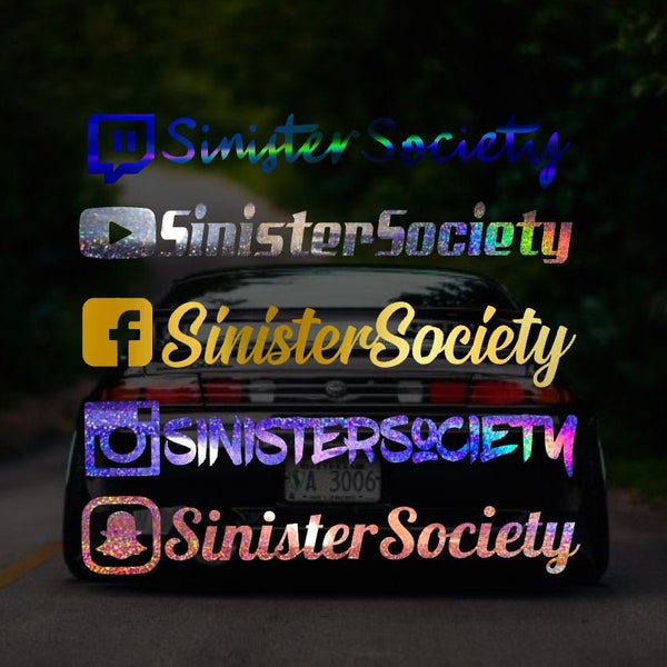 Social medial Decal stickers | Instagram decal | facebook | snapchat | twitch | Twitter | Youtube | car decal sticker | window decal sticker