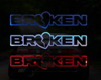 Sticker vinyle coeur brisé, stickers fenêtre de voiture, sticker JDM - Main Image