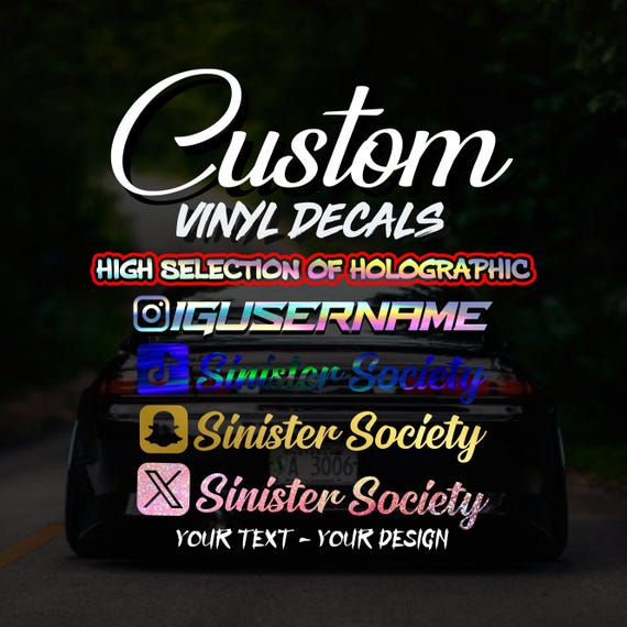 Custom Instagram Name Vinyl Decal - Personalized IG Username Sticker - Vinyl Car Decal - Social Media Car Window Vinyl Decal Sticker