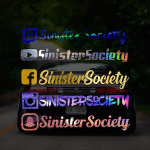 Social Media Decal Stickers | Instagram Decal | Facebook | Snapchat | Twitch | Twitter | Youtube | Car Decal Sticker | Window Decal Sticker