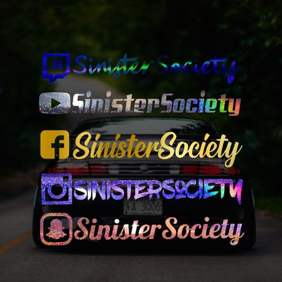 Social Media Decal Stickers | Instagram Decal | Facebook | Snapchat | Twitch | Twitter | Youtube | Car Decal Sticker | Window Decal Sticker