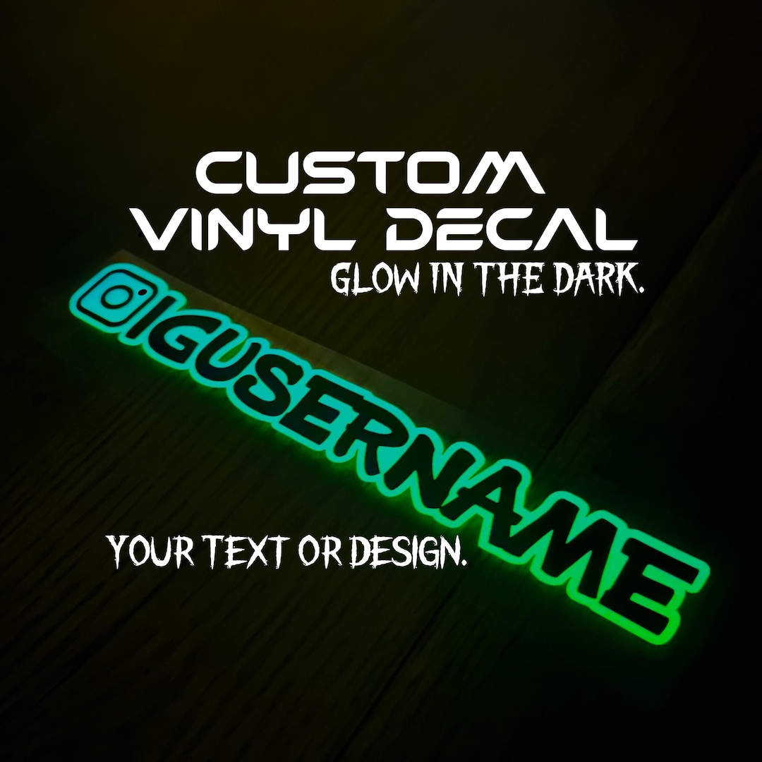 Glow in the Dark Custom Vinyl Decals: Social Media, Car Decals - Etsy