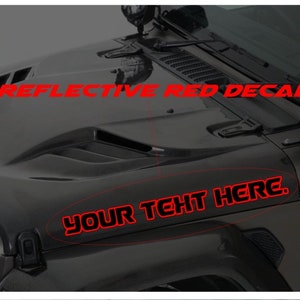 Customizable Reflective JL/JT Hood Lettering Decals stickers (Pair) one for each side