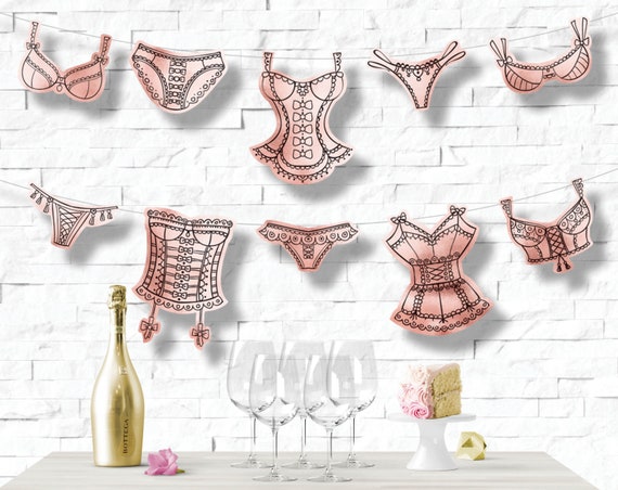 Printable Lingerie Banner with 11 Garments // Bachelorette - Etsy 日本