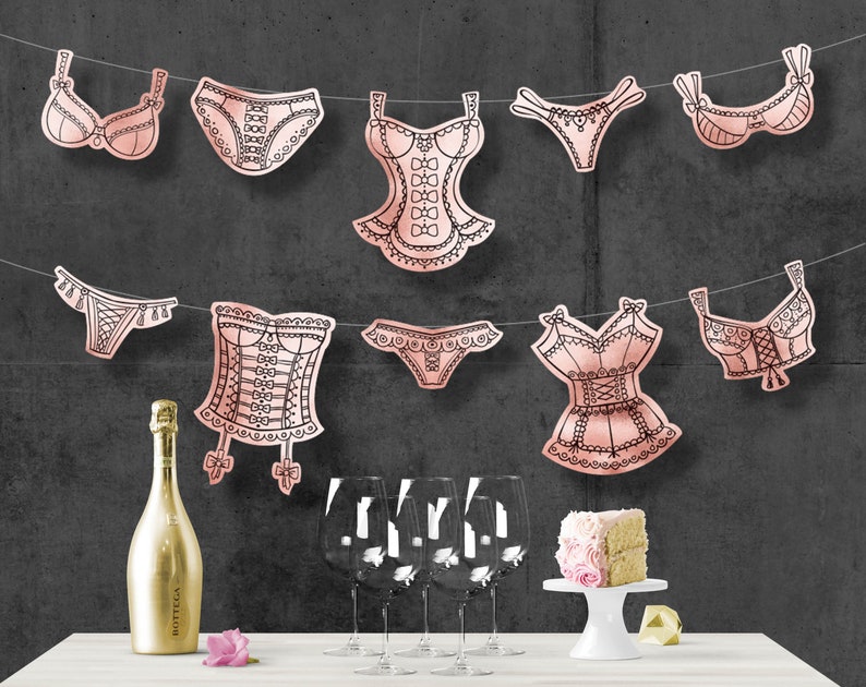 Printable Lingerie Banner with 11 Garments // Bachelorette - Etsy 日本