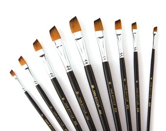 1/2 Inch Flat Bright Paint Brush, Pack of 12, Premium Quality Synthetic  Sable Hair for Acrylic Watercolor Oil Gouache Painting by Students
