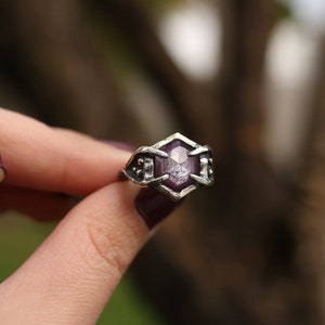 Glynis | Star Sapphire and Sterling Silver Handmade Ring Size 5 | Gothic, Witchy, Medieval Jewelry