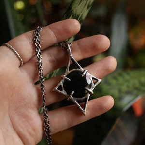 Relic | Handmade Black Onyx and Sterling Silver Geometric Necklace | MADE TO ORDER | Gothic, Witchy, Medieval Jewelry