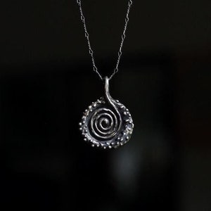 Whirl | Small Sterling Silver Spiral Pendant MADE TO ORDER  | Gothic, Witchy, Medieval Jewelry