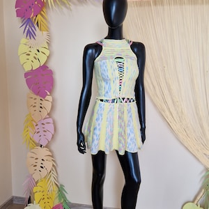 Handgestricktes gelbes Kleid, Festival Kleid, Party Kleid, Sommerkleid