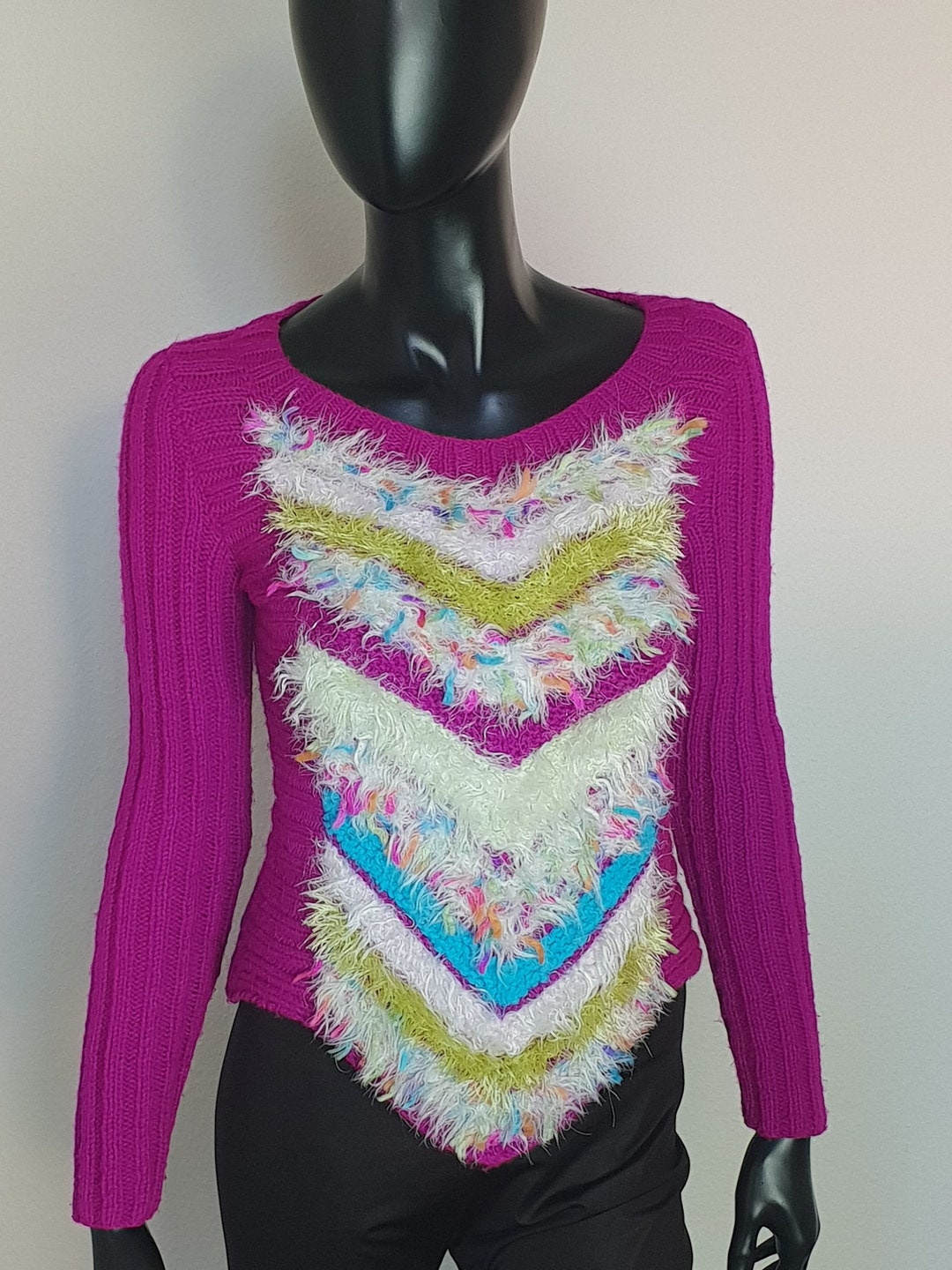 Pull Moulant Tricoté Main - 100% Laine D'agneau - Couleur Marron Vison - Taille M - Neuf Sans étiquette