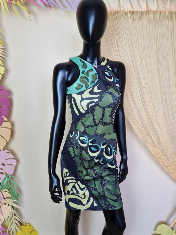 Woman Stretch Bodycon Dress Vibrant Yellow Green and Black Prints Stretchy Dress Party Dress Etsy UK