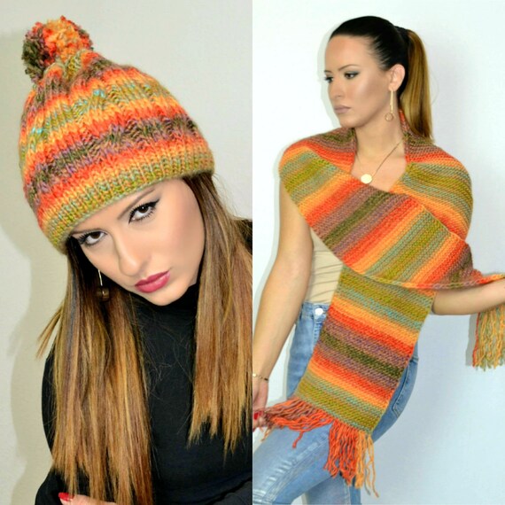 hand knitted hats and scarves