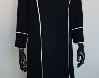 Black Handmade Dress, Vintage Black Dress, Straight dress,Retro elegant everyday dress